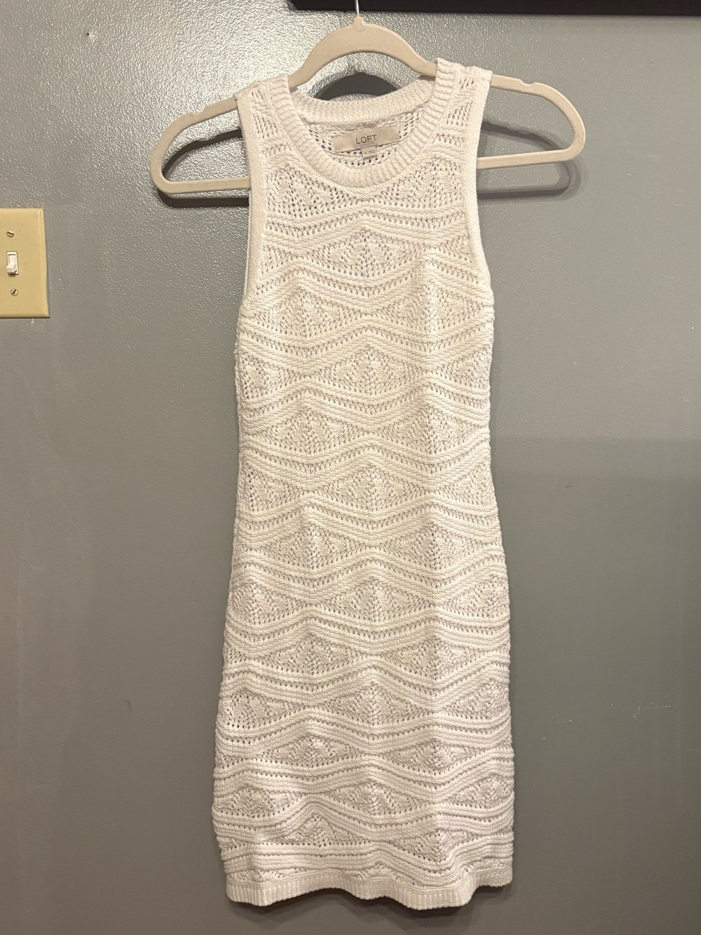 LOFT White Crochet Knit Mini Dress